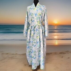 Natural Habitat Kimono Robe 100% Cotton Ocean Starfish Print One Size Unisex